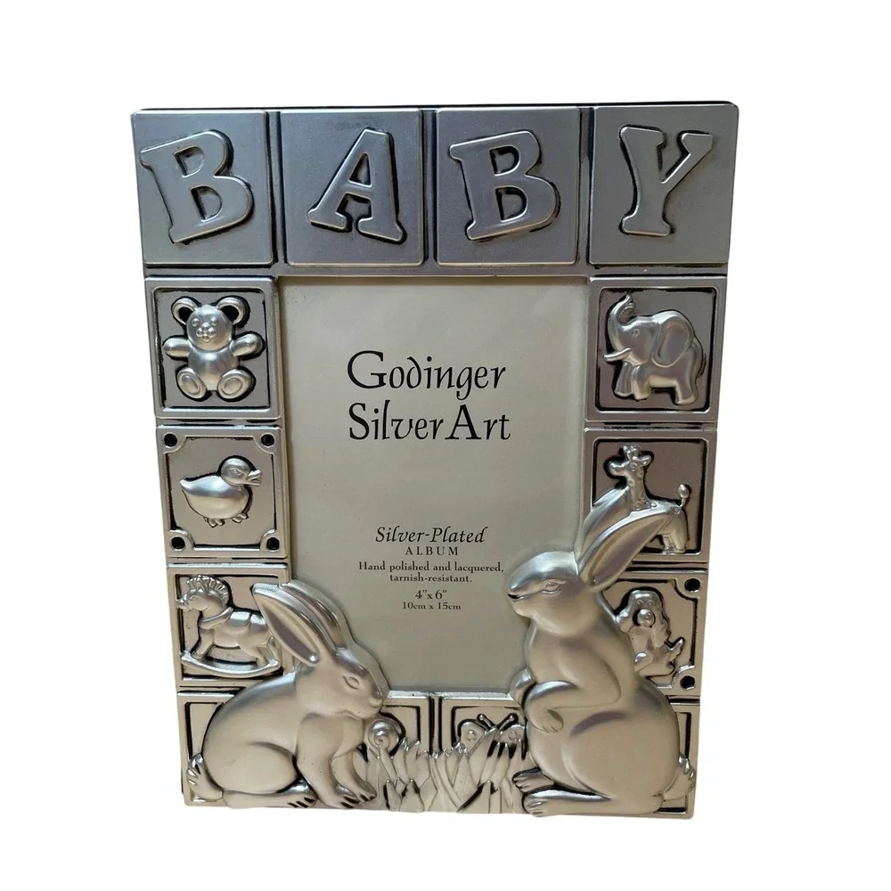 Godinger Silver Art Baby Photo‎ Album Frame Silver Plated Keepsake Bunny
